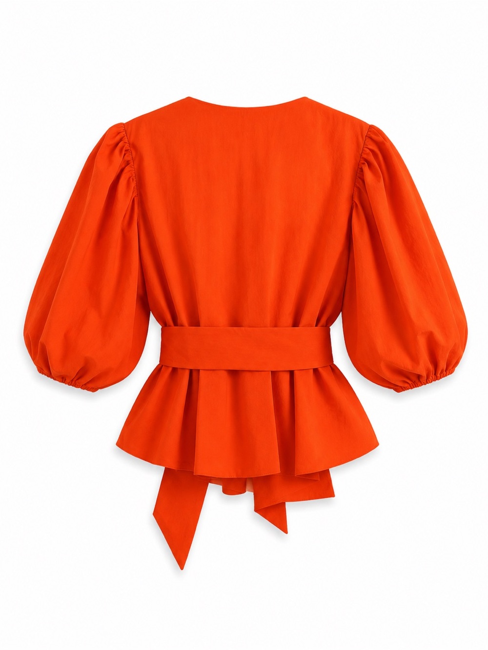 MAC DUGGAL SUNSET PUFF-SLEEVE DESIGNER  LUXURY WRAP BLOUSE SZ L - Picture 5 of 5